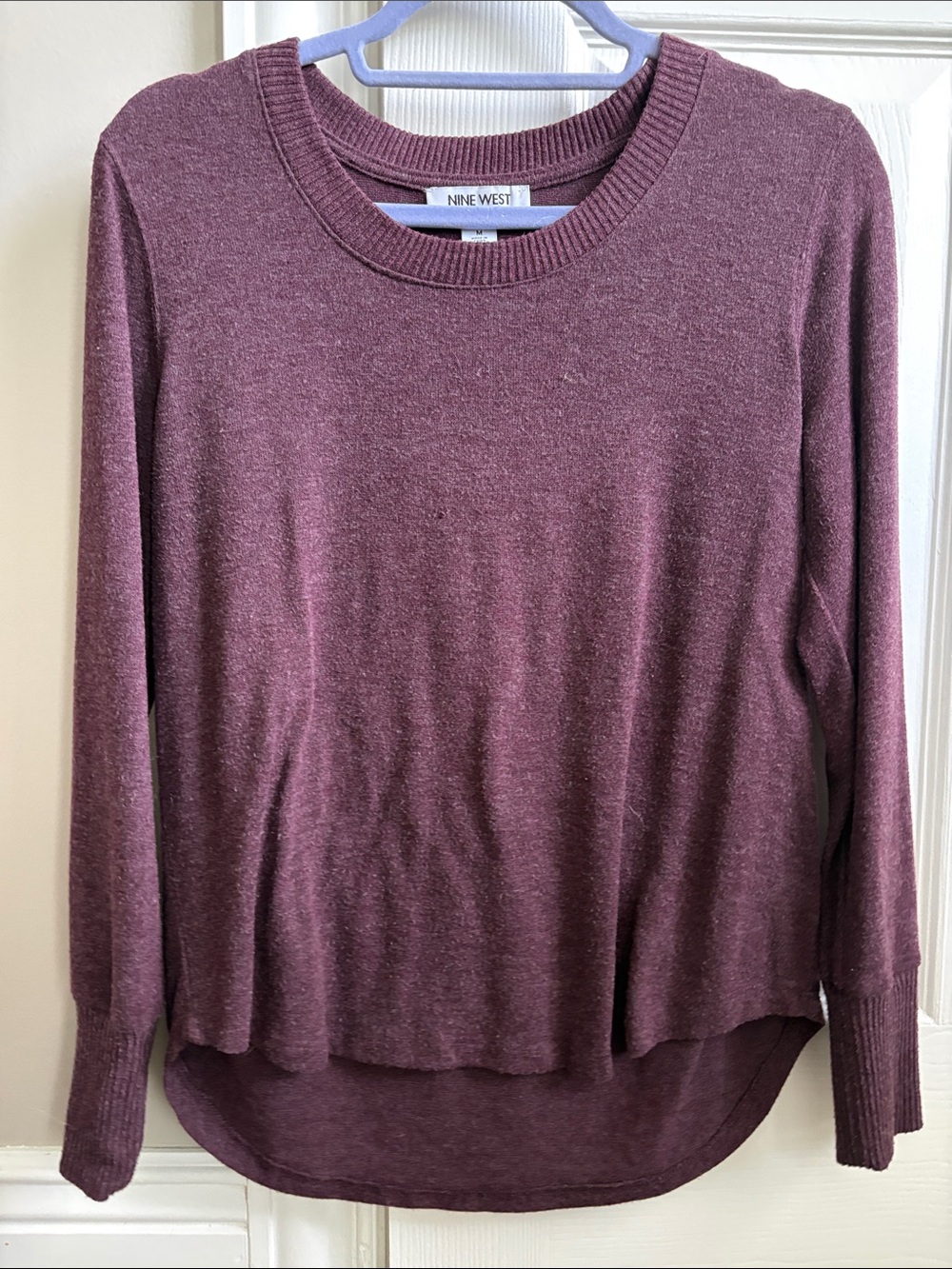 Nine West Heathered Plum Scoop Neck Pullover
